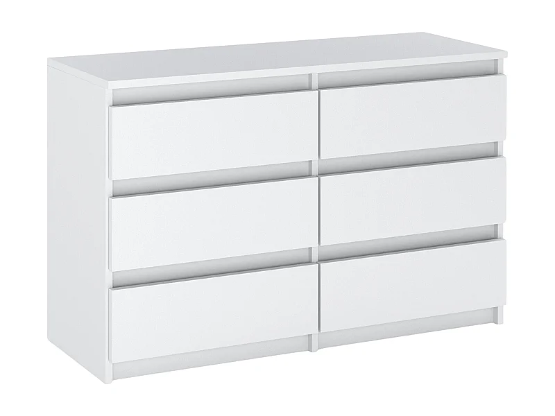 Commode 6 tiroirs – style contemporain – BLANC MAT – 100 cm -chifonnier meuble de salon TV