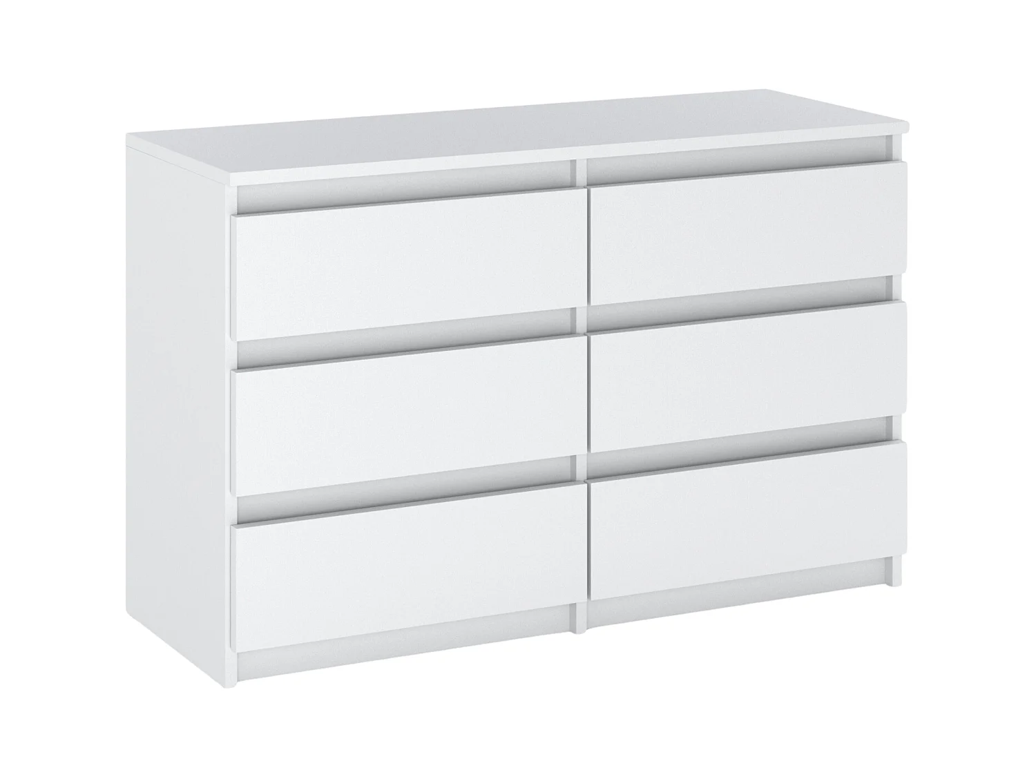 Commode 6 tiroirs – style contemporain – BLANC MAT – 100 cm -chifonnier meuble de salon TV