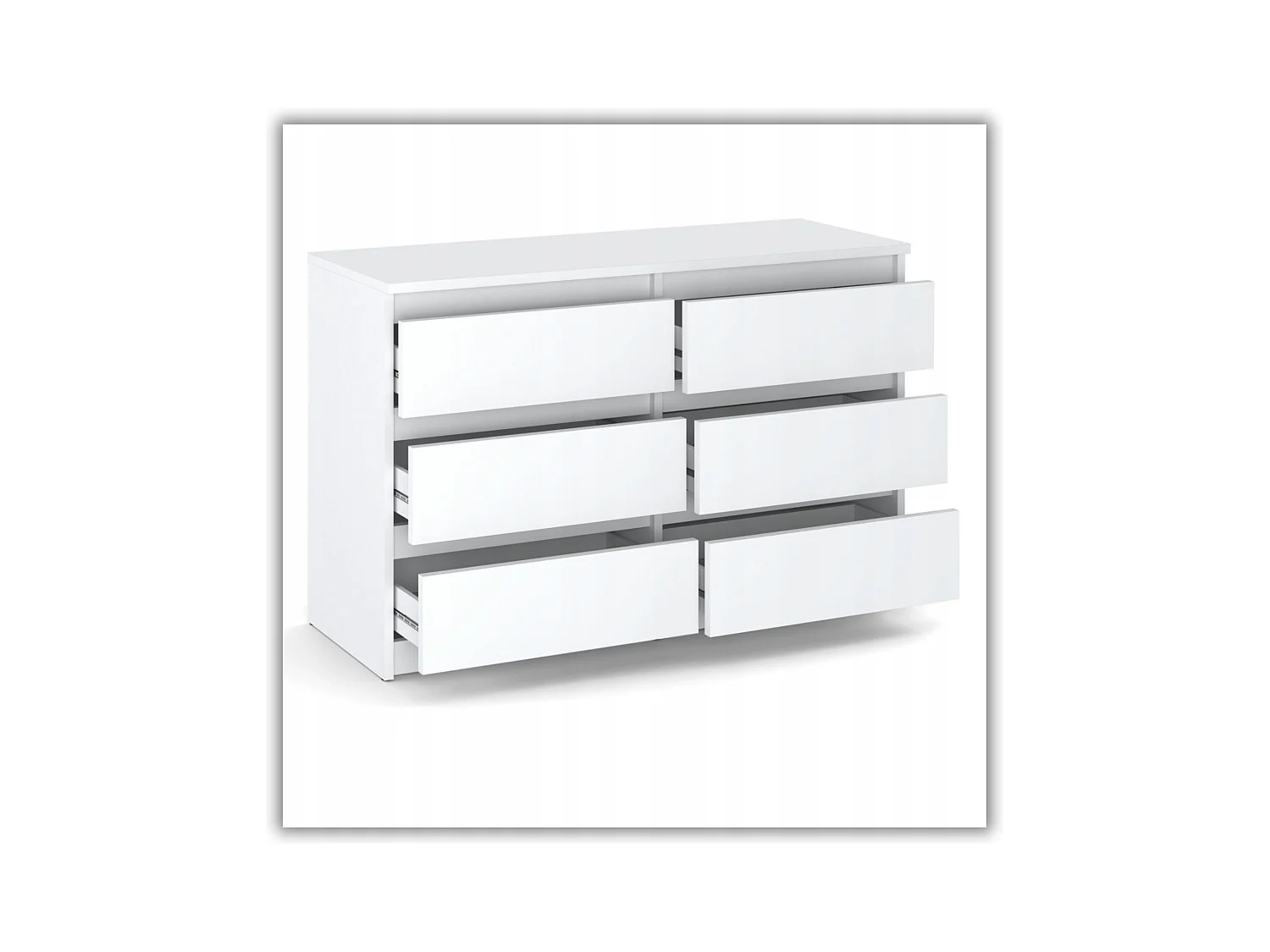 Commode 6 tiroirs – style contemporain – BLANC MAT – 100 cm -chifonnier meuble de salon TV