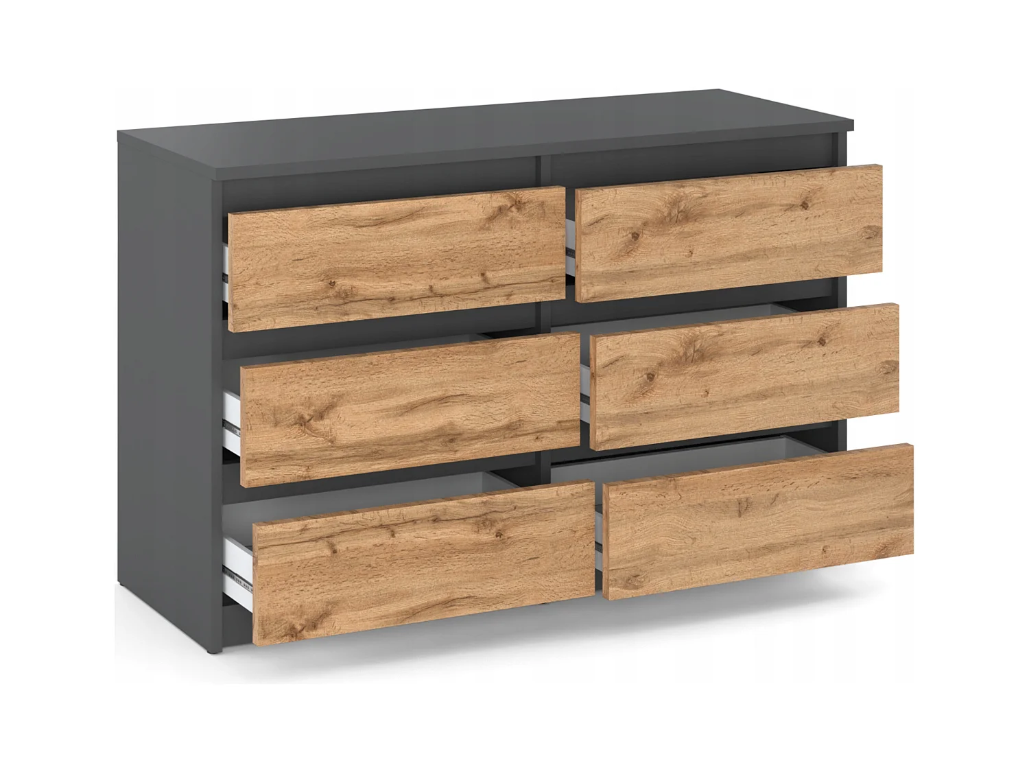 COMMODE À TIROIRS 100 CM GRIS CHÊNE WOTAN – MEUBLE MODERNE, SPACIEUX, STYLE LOFT