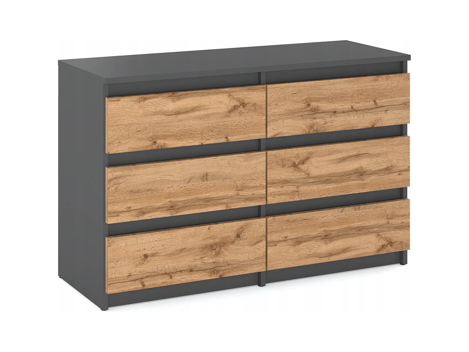 COMMODE À TIROIRS 100 CM GRIS CHÊNE WOTAN – MEUBLE MODERNE, SPACIEUX, STYLE LOFT