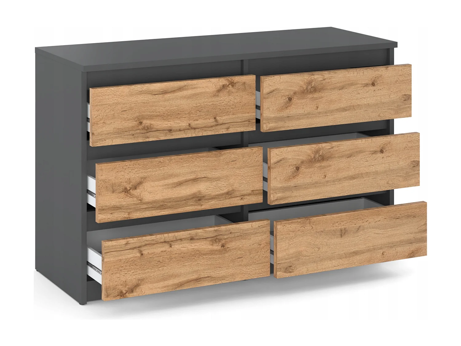 COMMODE À TIROIRS 100 CM GRIS CHÊNE WOTAN – MEUBLE MODERNE, SPACIEUX, STYLE LOFT