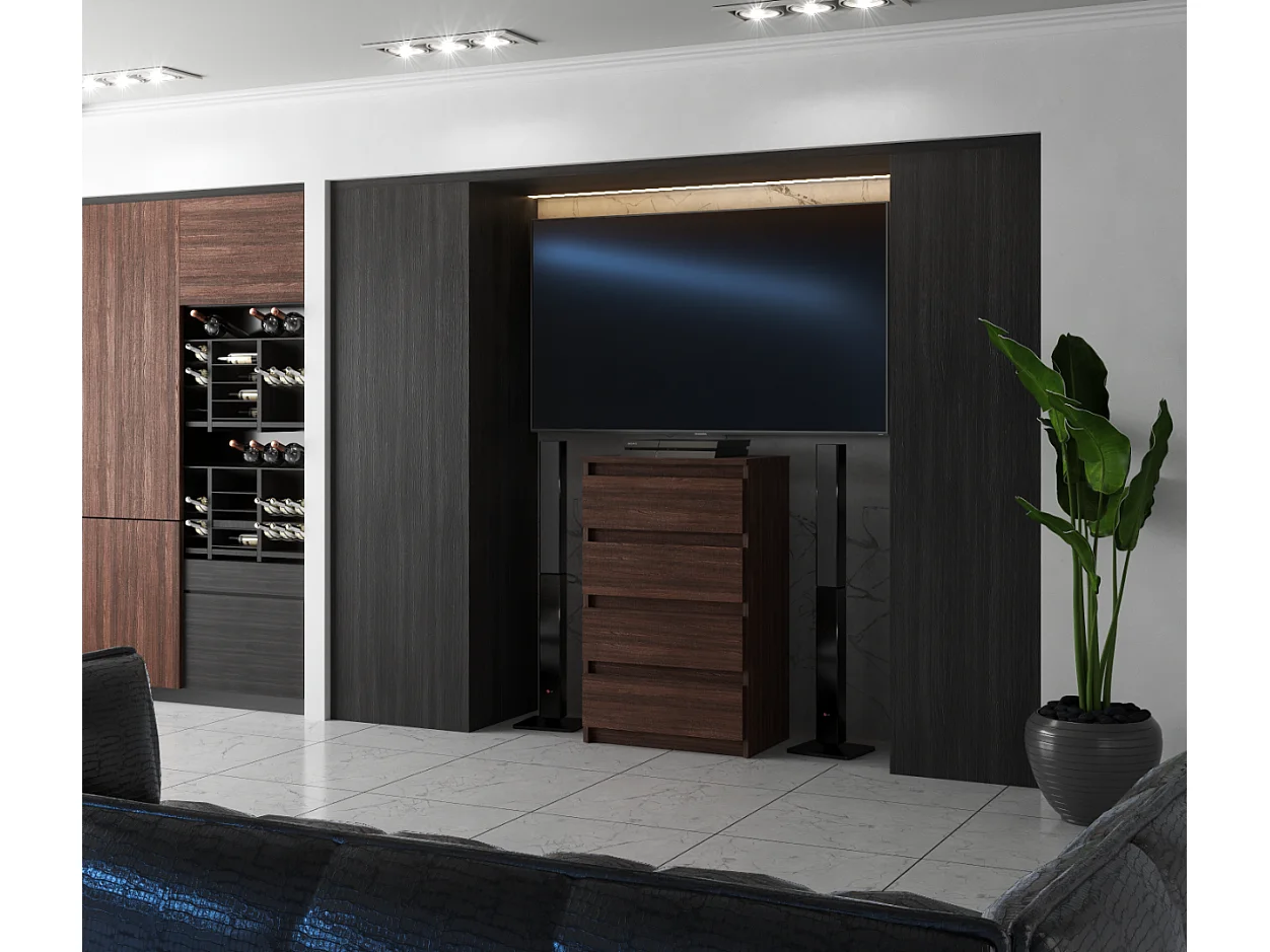 Cómoda con 4 cajones Roble Wengué 60 CM Mueble TV – Muebles para salón y dormitorio