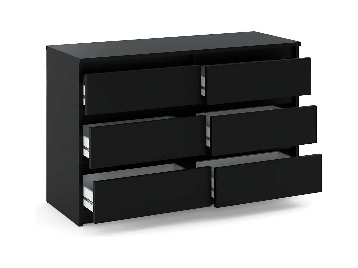 Commode NOIRE 100 cm – 6 tiroirs – Meuble TV spacieux rangement style loft pour salon