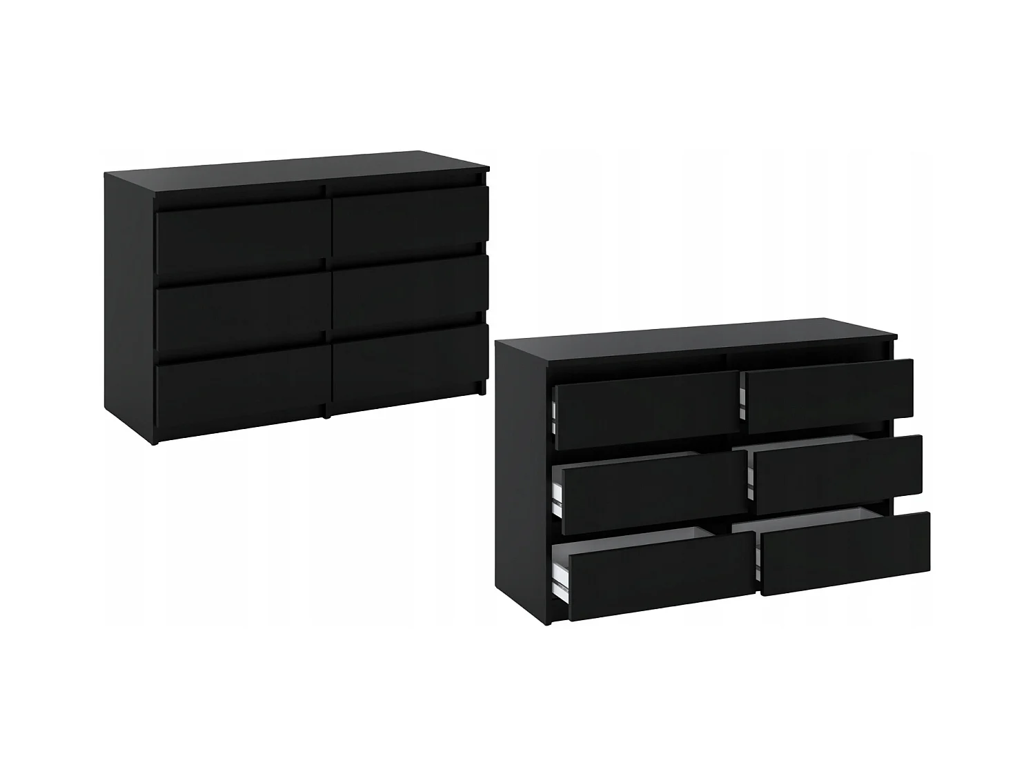 Commode NOIRE 100 cm – 6 tiroirs – Meuble TV spacieux rangement style loft pour salon