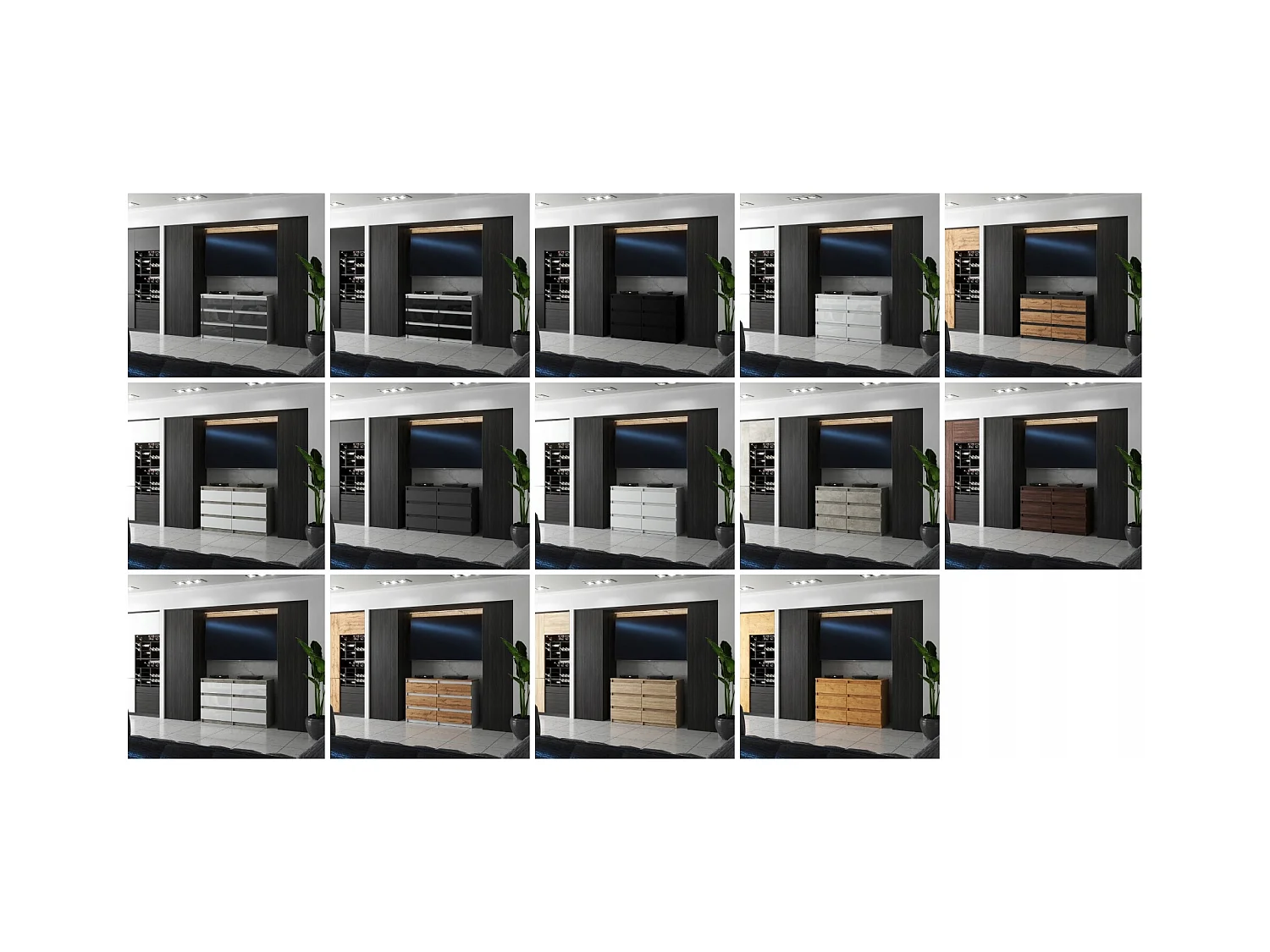 Commode NOIRE 100 cm – 6 tiroirs – Meuble TV spacieux rangement style loft pour salon