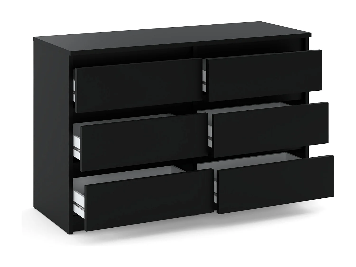 Commode NOIRE 100 cm – 6 tiroirs – Meuble TV spacieux rangement style loft pour salon