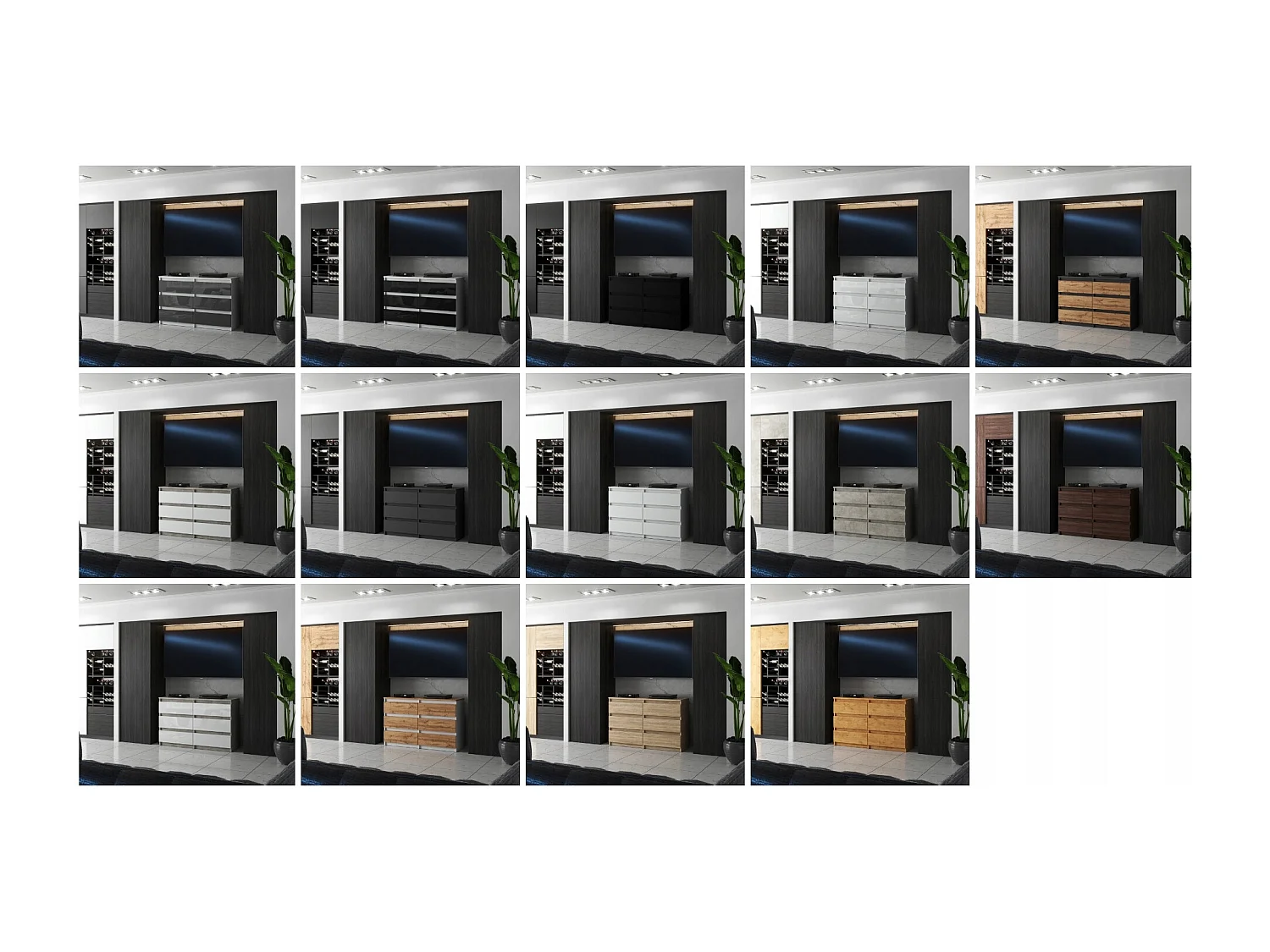 Commode NOIRE 100 cm – 6 tiroirs – Meuble TV spacieux rangement style loft pour salon