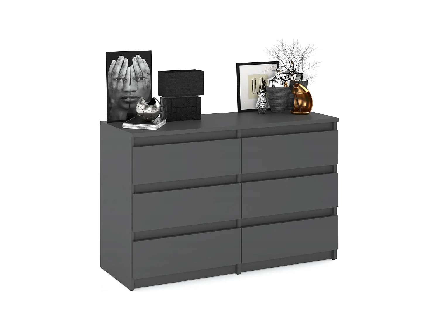 Commode 6 tiroirs – style contemporain – GRIS  – 100 X70X33,5 cm - chifonnier LOFT