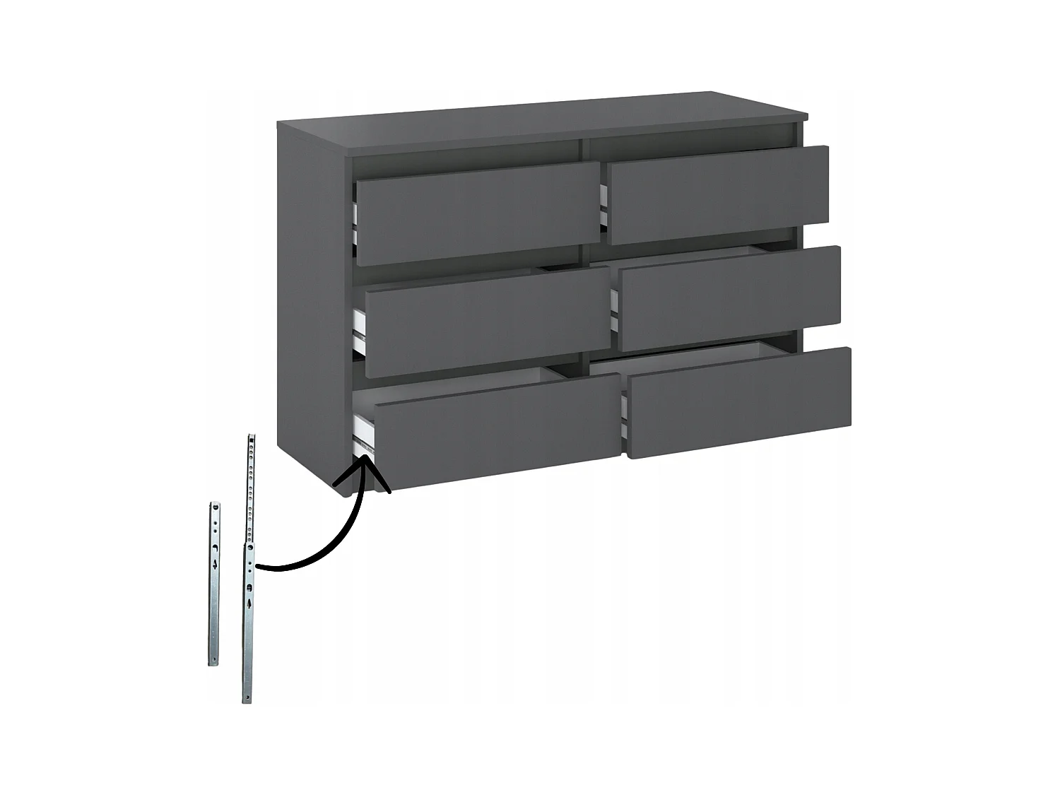 Commode 6 tiroirs – style contemporain – GRIS  – 100 X70X33,5 cm - chifonnier LOFT