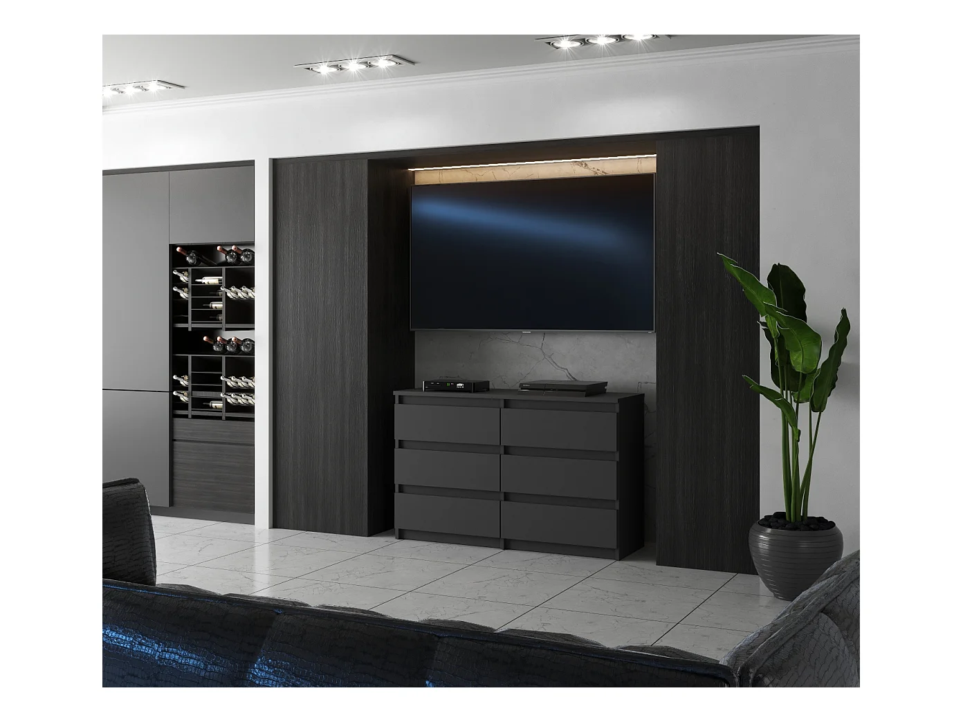 Commode 6 tiroirs – style contemporain – GRIS  – 100 X70X33,5 cm - chifonnier LOFT