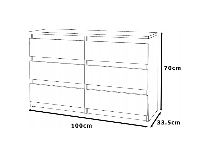 Commode 6 tiroirs – style contemporain – GRIS  – 100 X70X33,5 cm - chifonnier LOFT