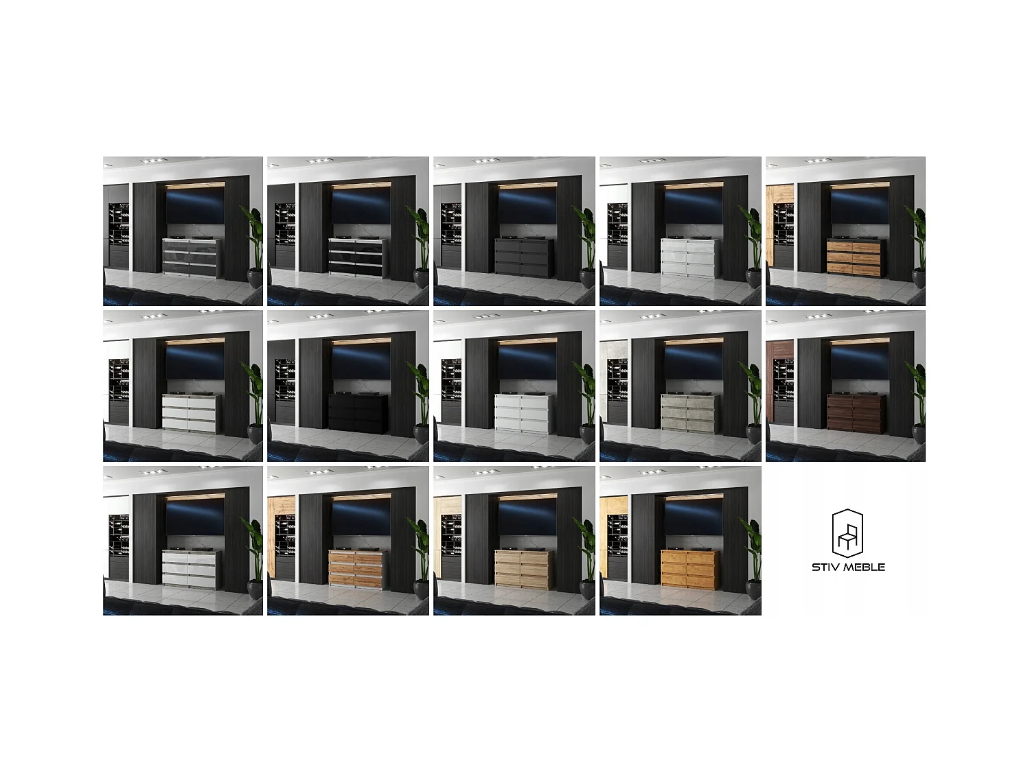 Commode 6 tiroirs – style contemporain – GRIS  – 100 X70X33,5 cm - chifonnier LOFT