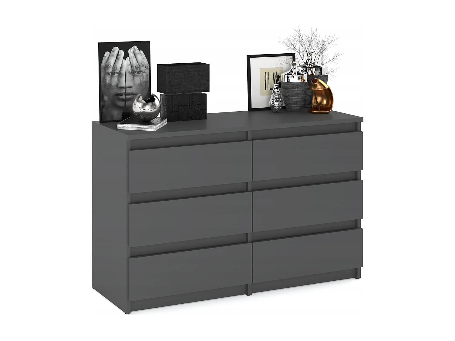 Commode 6 tiroirs – style contemporain – GRIS  – 100 X70X33,5 cm - chifonnier LOFT