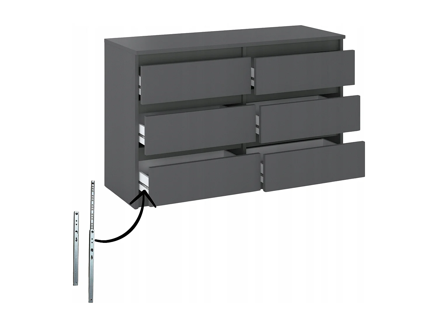 Commode 6 tiroirs – style contemporain – GRIS  – 100 X70X33,5 cm - chifonnier LOFT