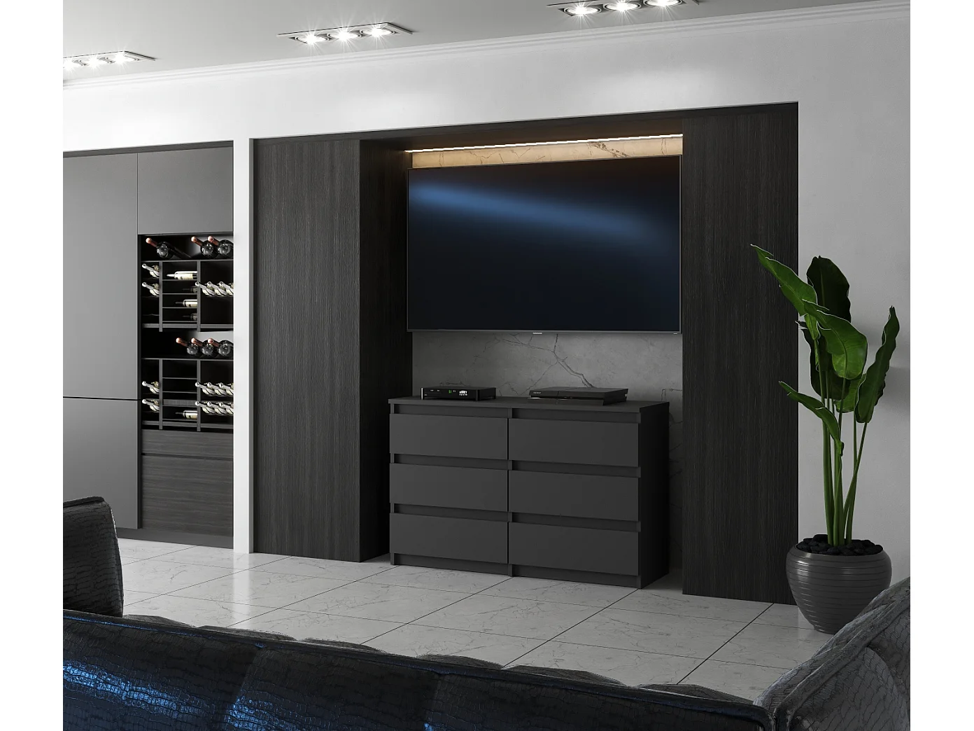 Commode 6 tiroirs – style contemporain – GRIS  – 100 X70X33,5 cm - chifonnier LOFT