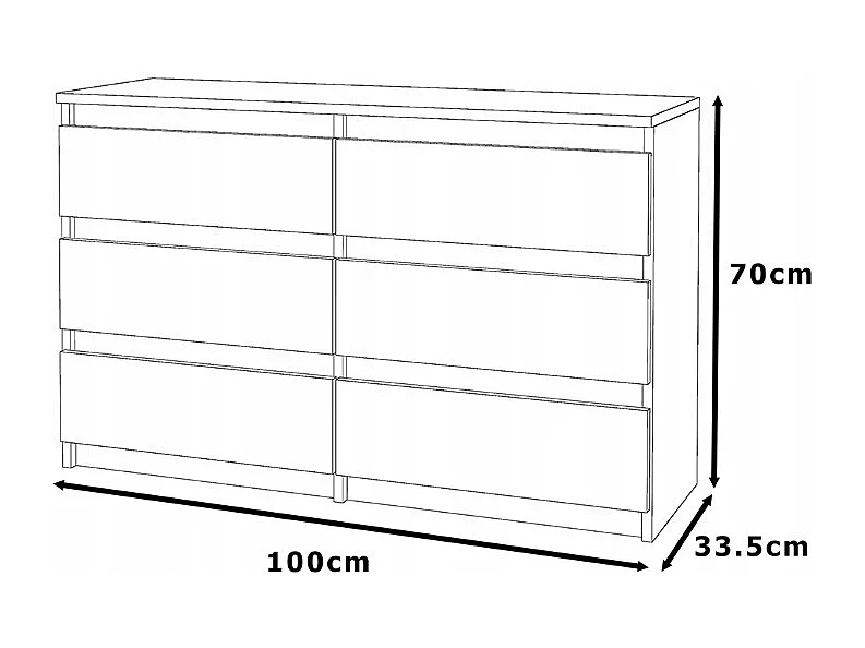 Commode 6 tiroirs – style contemporain – GRIS  – 100 X70X33,5 cm - chifonnier LOFT