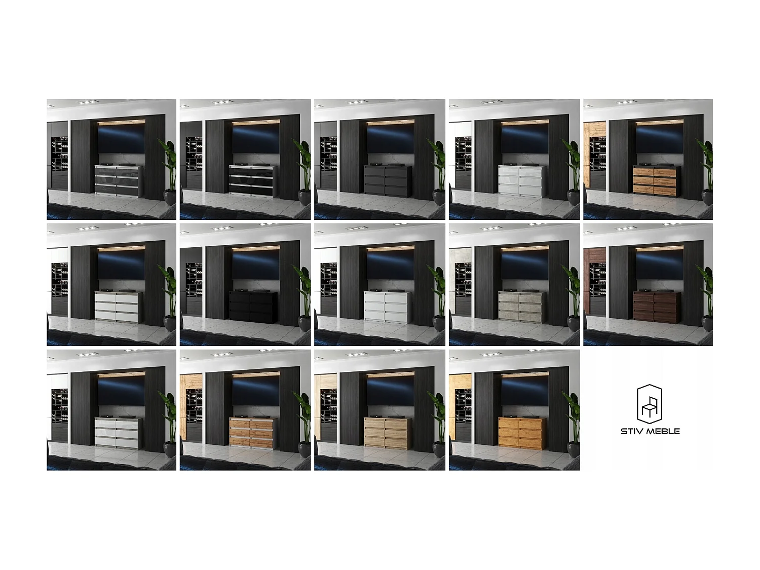 Commode 6 tiroirs – style contemporain – GRIS  – 100 X70X33,5 cm - chifonnier LOFT