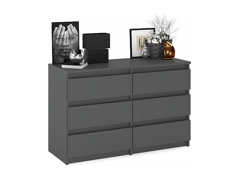 Commode 6 tiroirs – style contemporain – GRIS  – 100 X70X33,5 cm - chifonnier LOFT