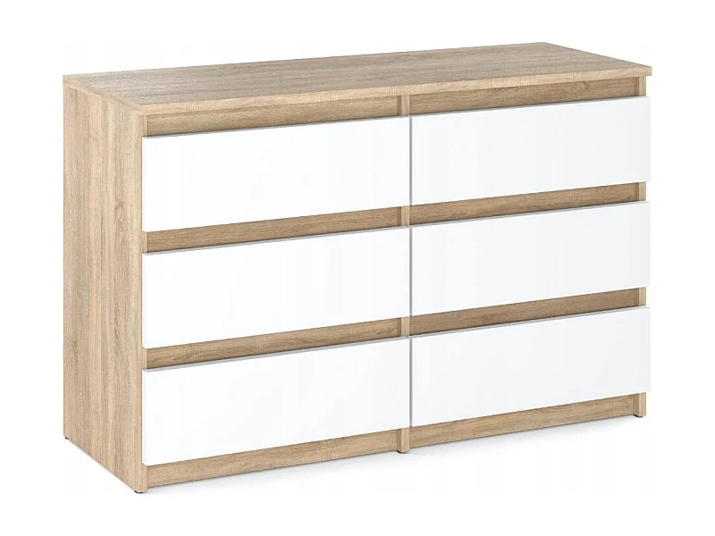 Commode Chêne Sonoma/Blanc 6 tiroirs 100x71,5X33,5CM Meuble TV- Salon - chambre -chifonnier