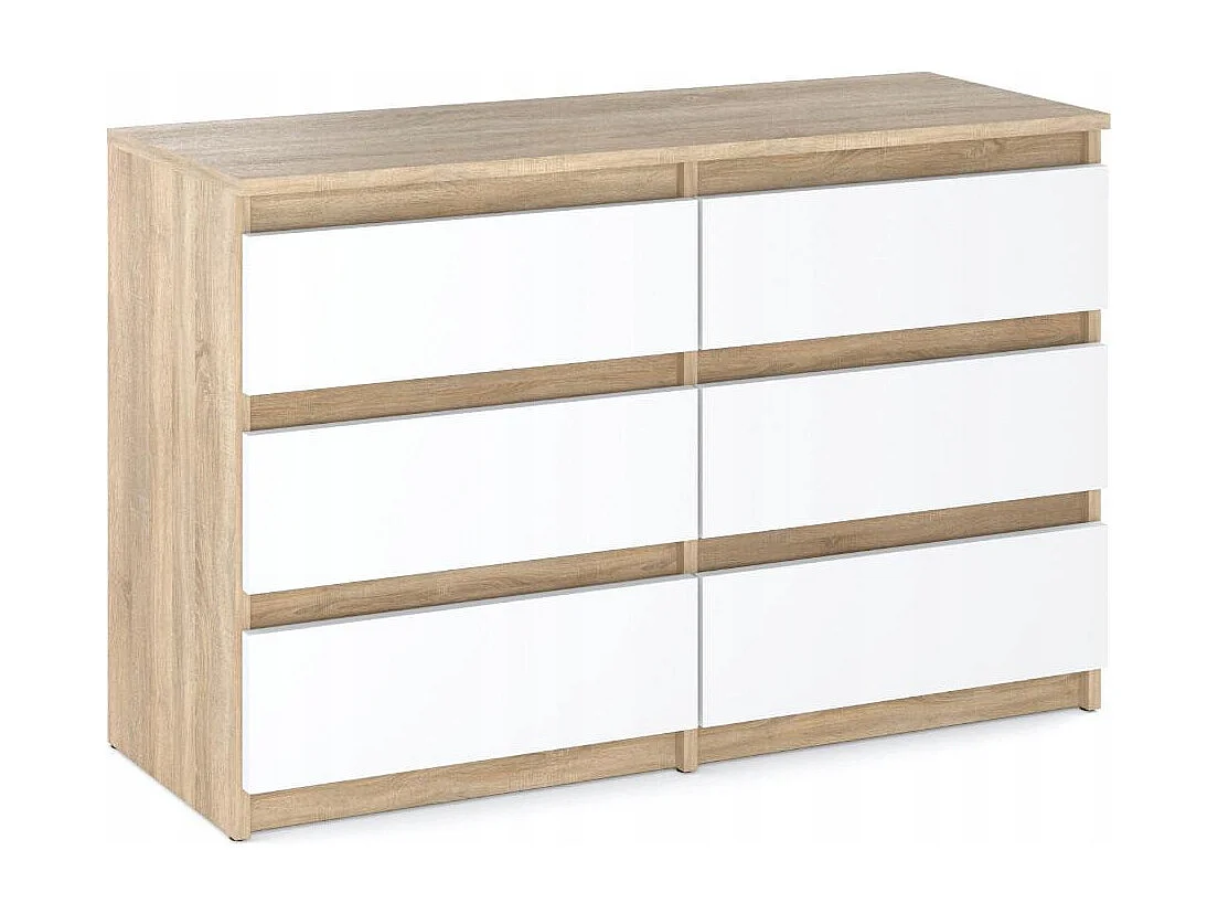 Commode Chêne Sonoma/Blanc 6 tiroirs 100x71,5X33,5CM Meuble TV- Salon - chambre -chifonnier