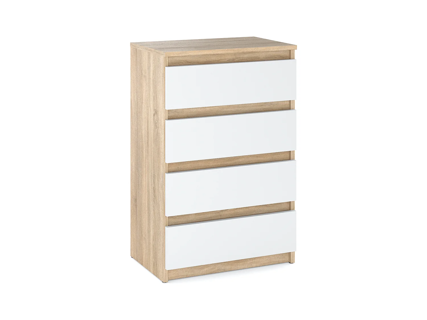 Commode avec 4 tiroirs  60cm  Chêne Sonoma Blanc Meubles de salon -TV-Chambre