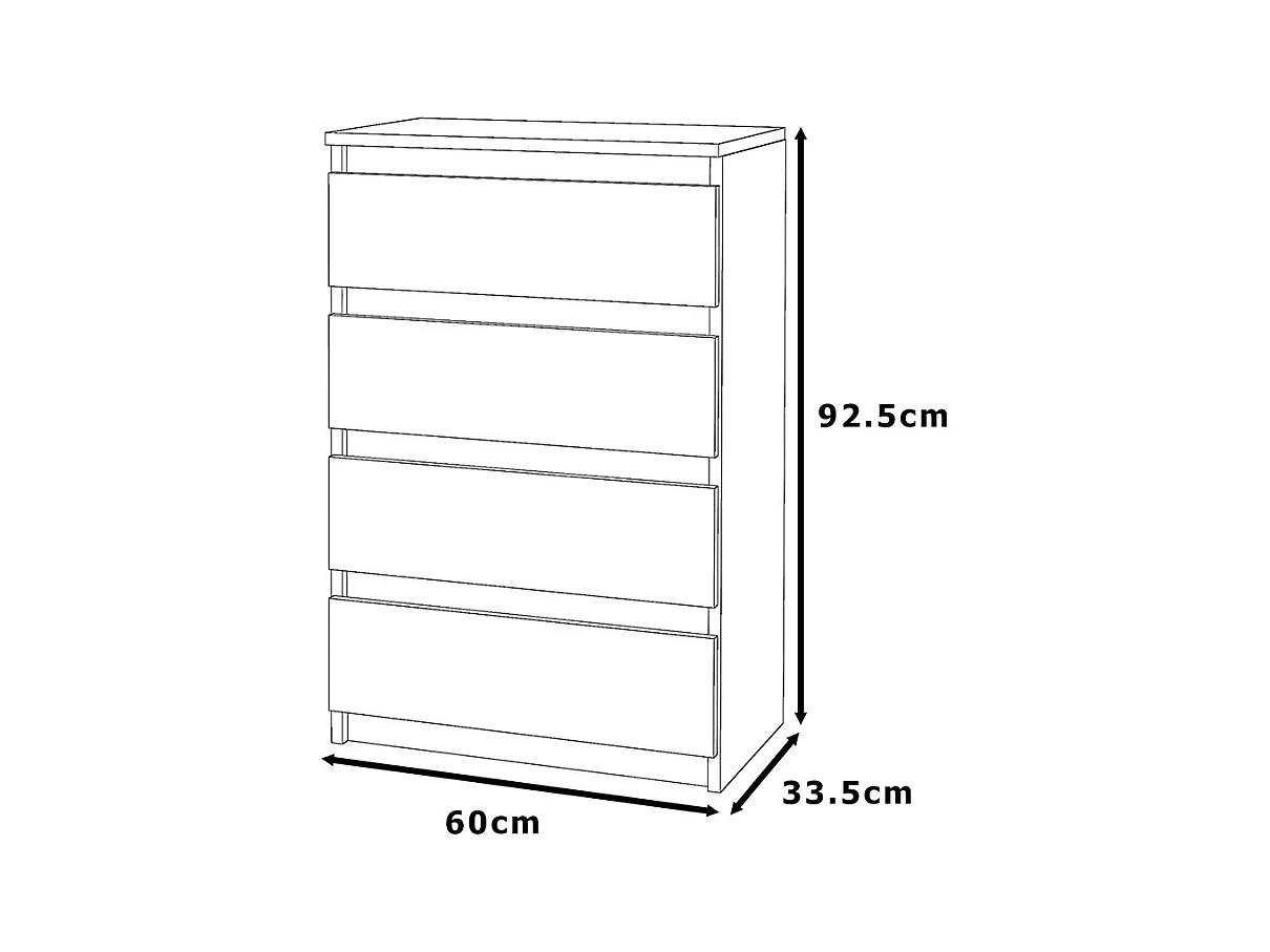 Commode avec 4 tiroirs  60cm  Chêne Sonoma Blanc Meubles de salon -TV-Chambre