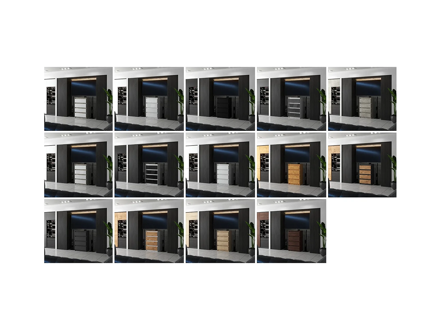 Commode avec 4 tiroirs  60cm  Chêne Sonoma Blanc Meubles de salon -TV-Chambre