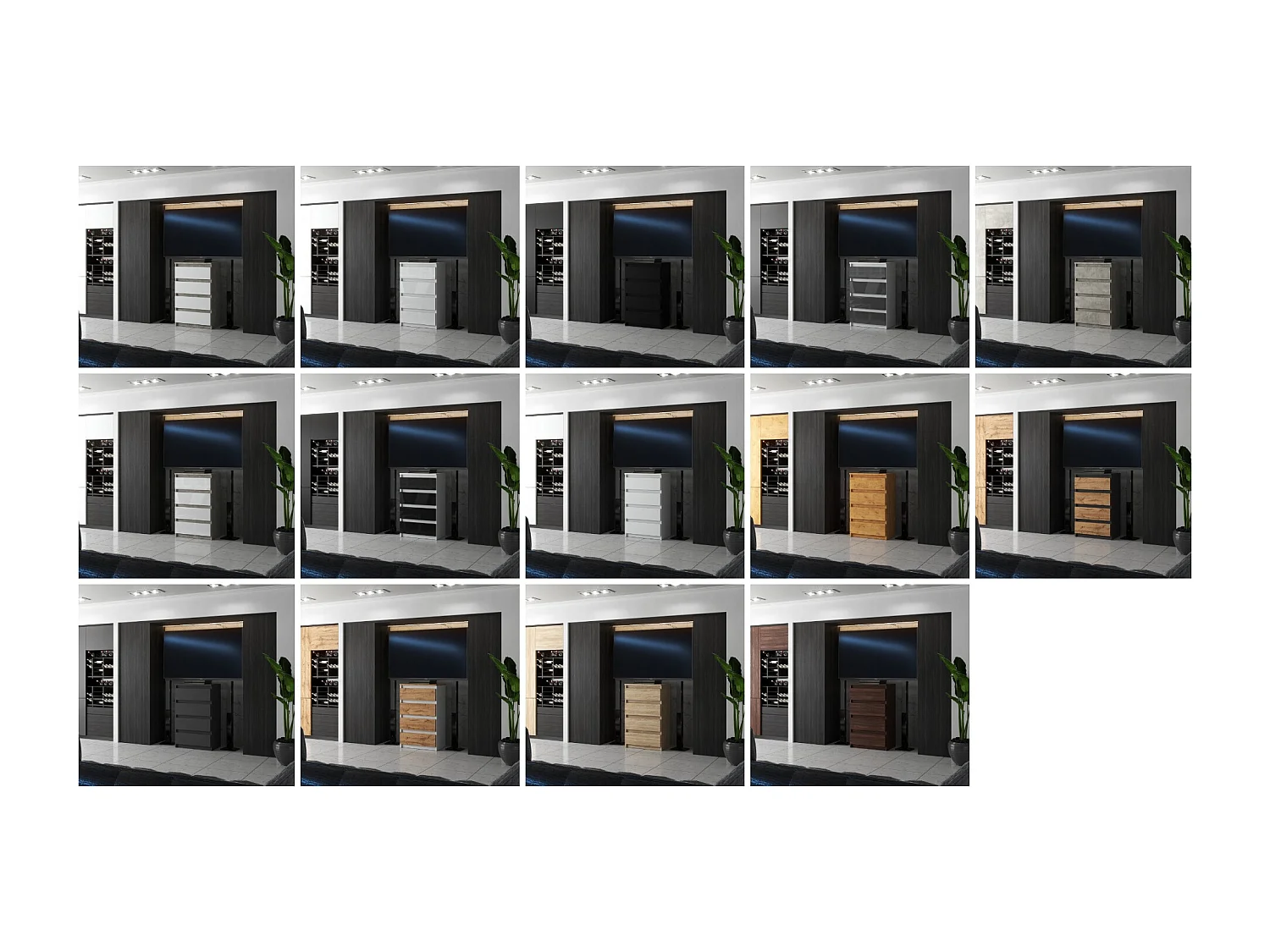 Commode avec 4 tiroirs  60cm  Chêne Sonoma Blanc Meubles de salon -TV-Chambre