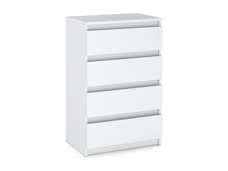 Commode blanche avec 4 tiroirs 60 cm — meuble TV, mobilier pour salon, chambre, style loft