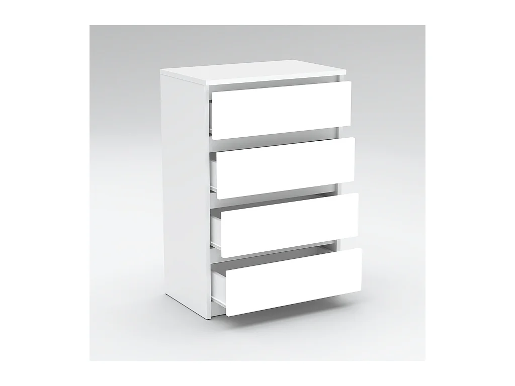 Commode blanche avec 4 tiroirs 60 cm — meuble TV, mobilier pour salon, chambre, style loft