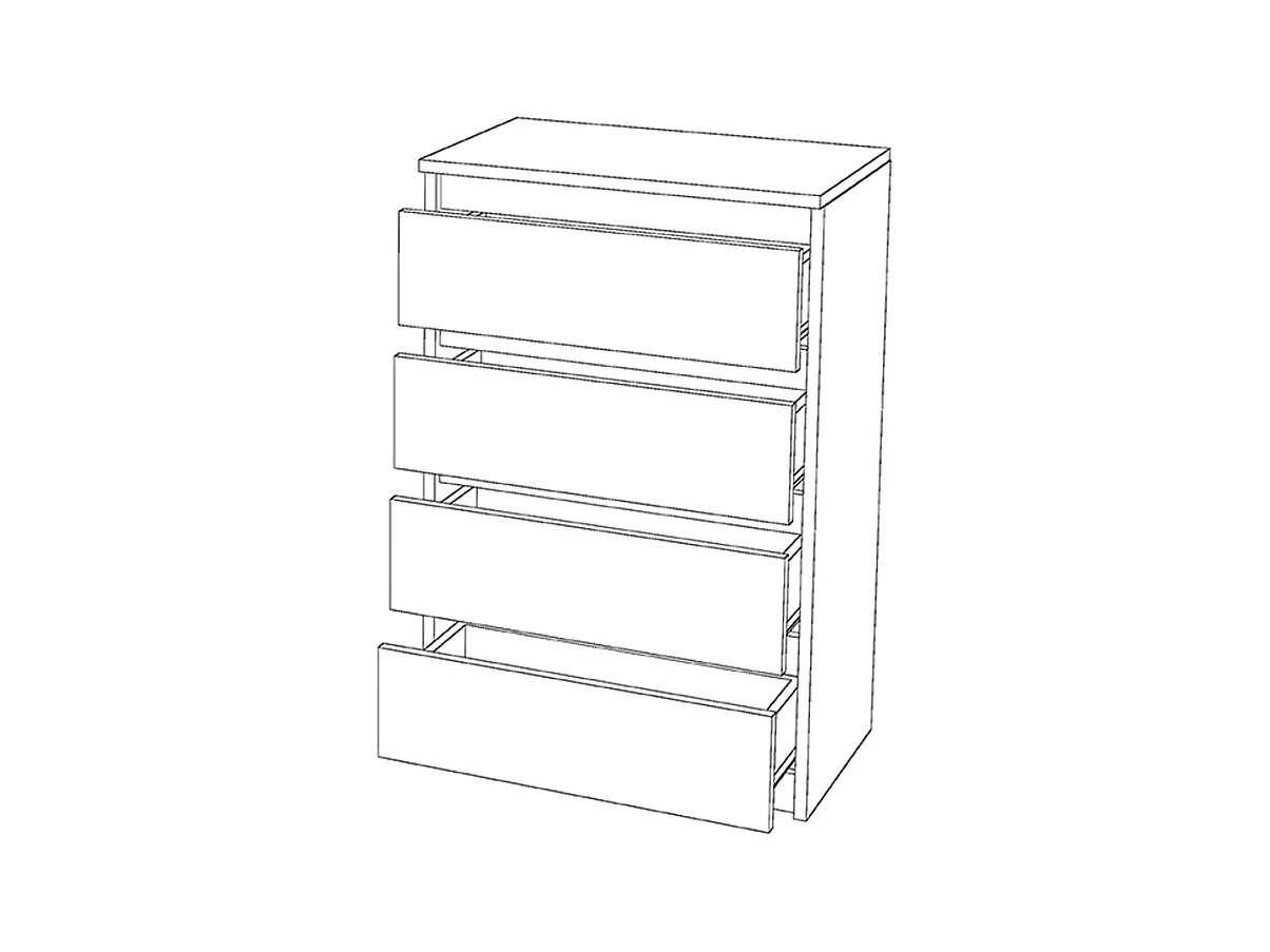 Commode blanche avec 4 tiroirs 60 cm — meuble TV, mobilier pour salon, chambre, style loft