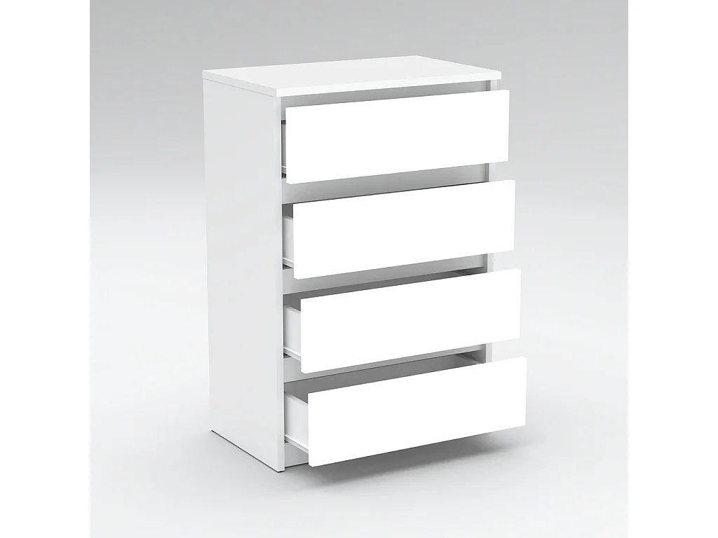 Commode blanche avec 4 tiroirs 60 cm — meuble TV, mobilier pour salon, chambre, style loft