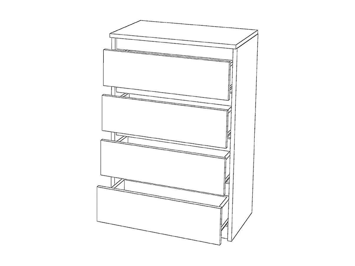 Commode blanche avec 4 tiroirs 60 cm — meuble TV, mobilier pour salon, chambre, style loft