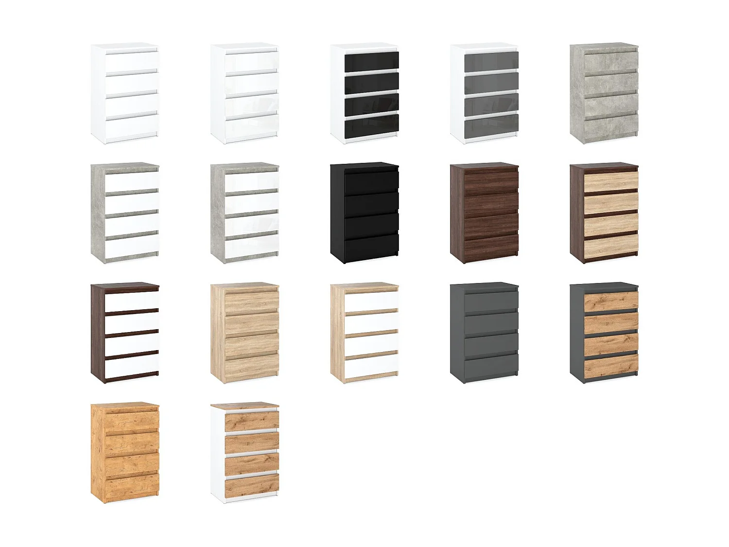 Commode blanche avec 4 tiroirs 60 cm — meuble TV, mobilier pour salon, chambre, style loft