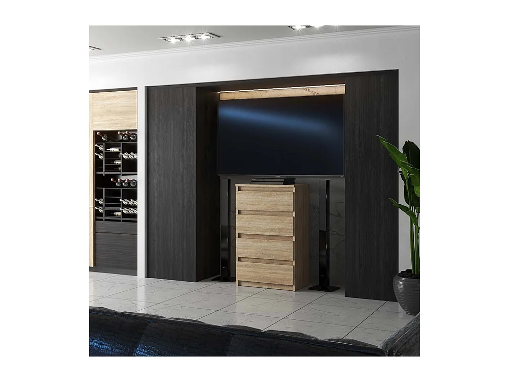 Commode Chêne Sonoma avec 4 tiroirs 60 cm – Meuble TV, armoire pour salon ou chambre