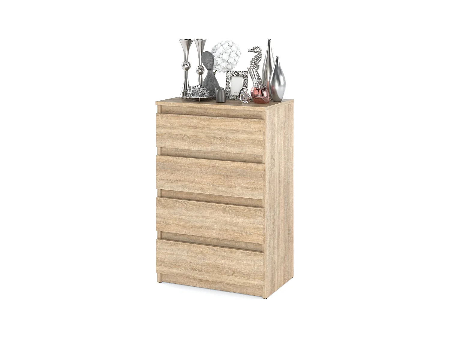 Commode Chêne Sonoma avec 4 tiroirs 60 cm – Meuble TV, armoire pour salon ou chambre