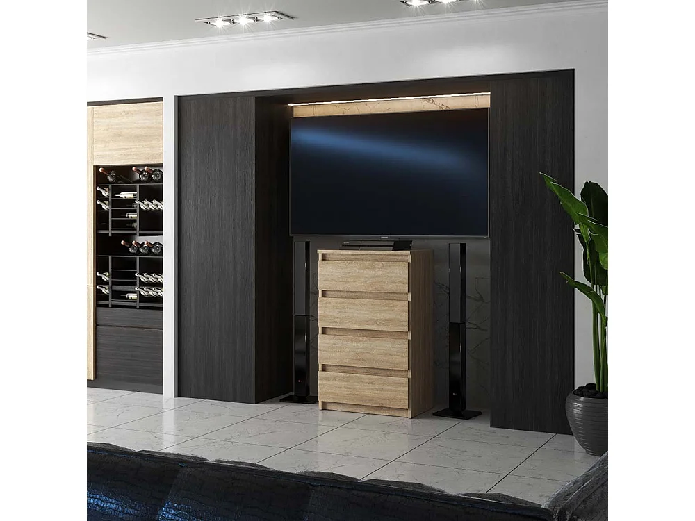 Sonoma eikenhouten ladekast met 4 lades 60 cm – tv-meubel, kast voor woonkamer of slaapkamer