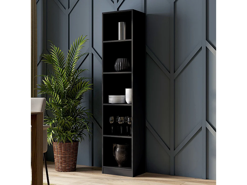 Libreria moderna 182x40x30 cm con 4 ripiani nera LBT1