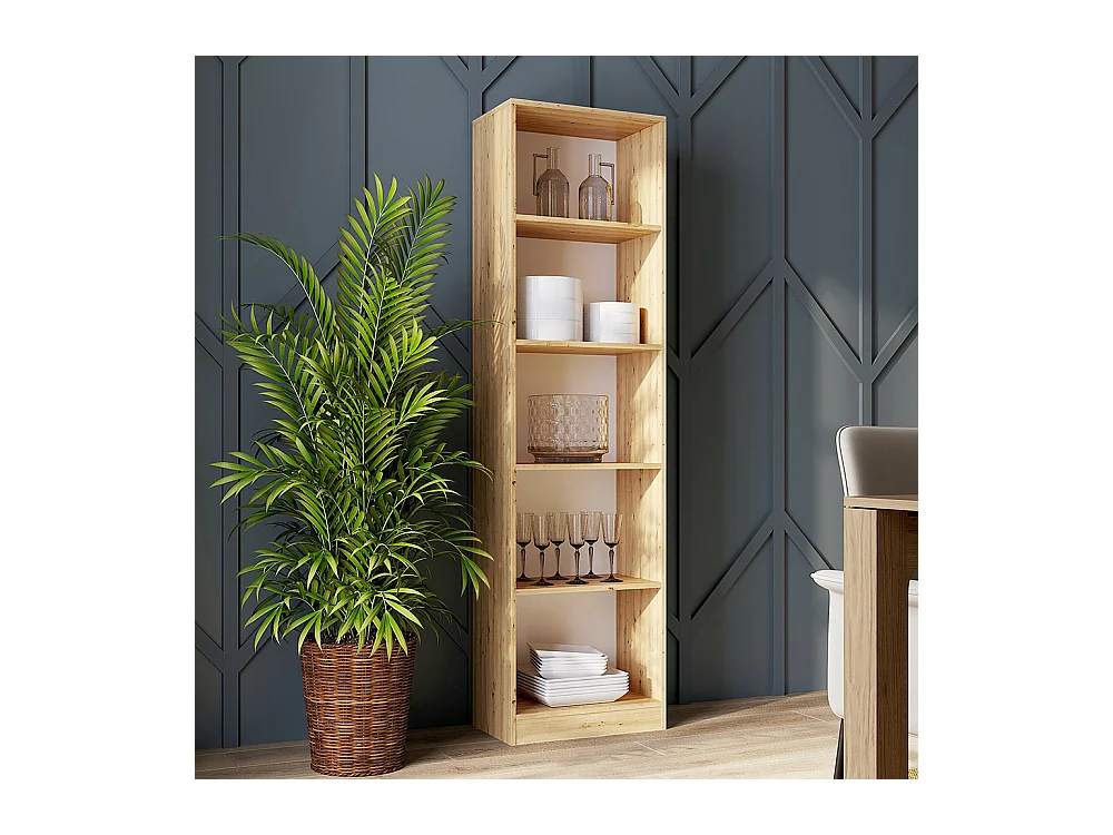 Libreria moderna 50x182x30 cm con 4 ripiani rovere LBT4