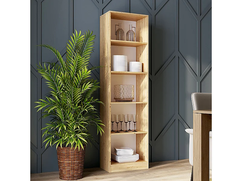 Libreria moderna 50x182x30 cm con 4 ripiani rovere LBT4