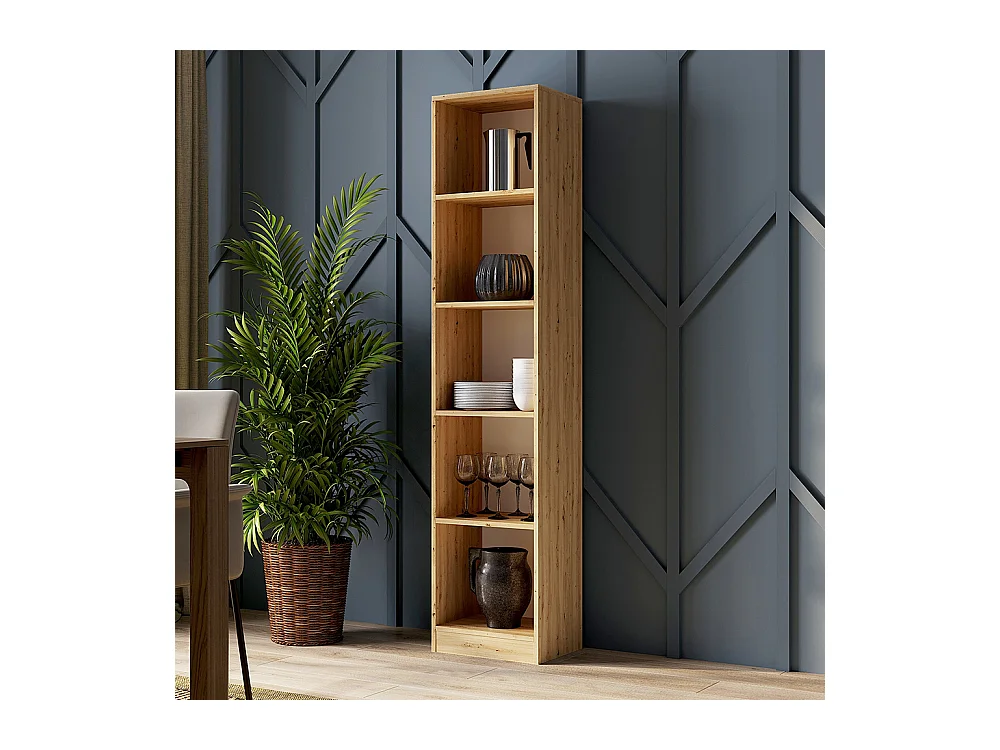 Libreria moderna 182x40x30 cm con 4 ripiani rovere naturale LBT1