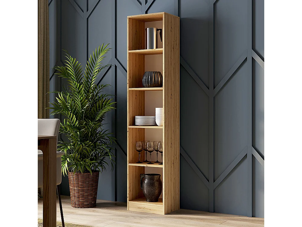 Libreria moderna 182x40x30 cm con 4 ripiani rovere naturale LBT1