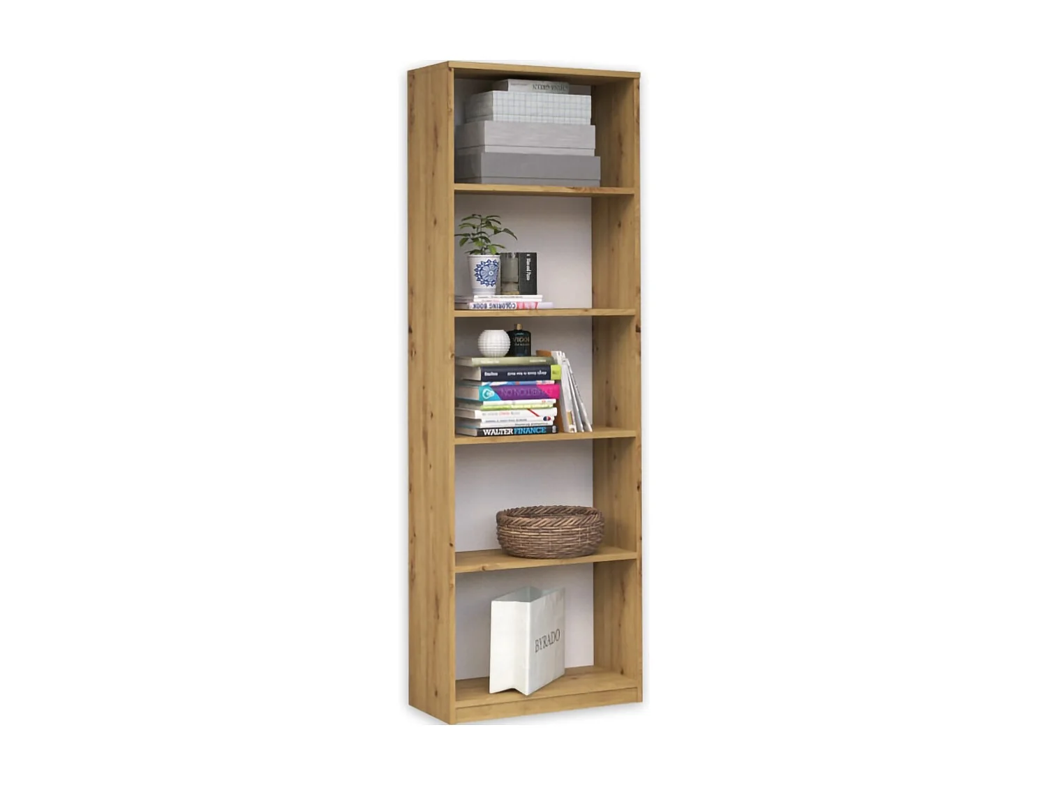Libreria moderna 182x40x30 cm con 4 ripiani rovere naturale LBT1