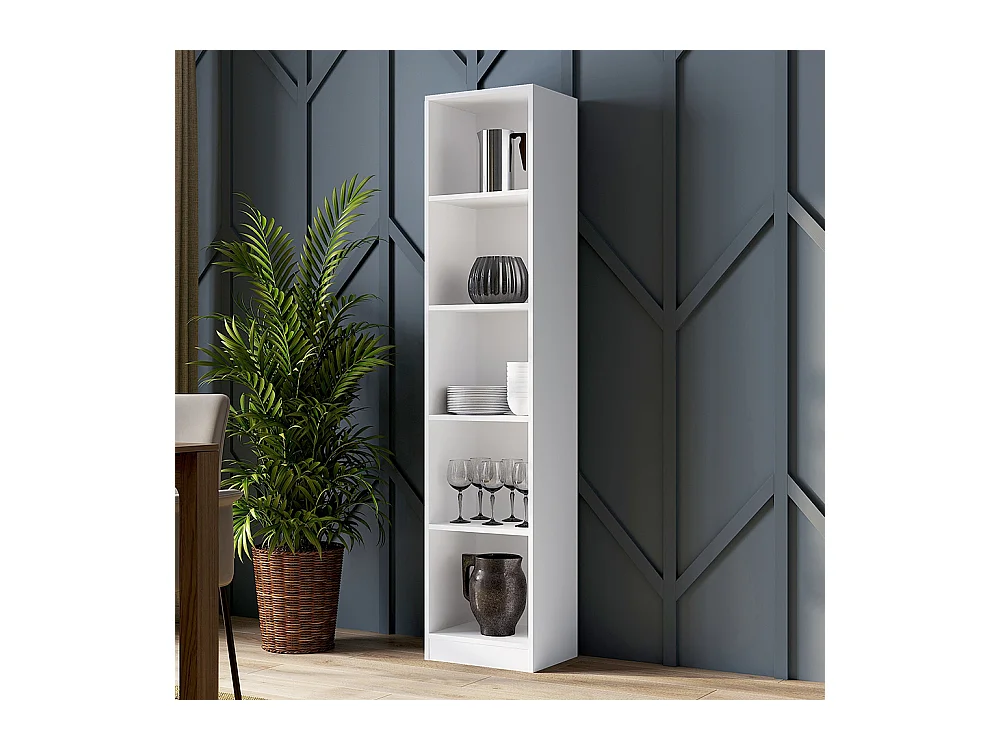 Libreria moderna 182x40x30 cm con 4 ripiani bianca LBT1