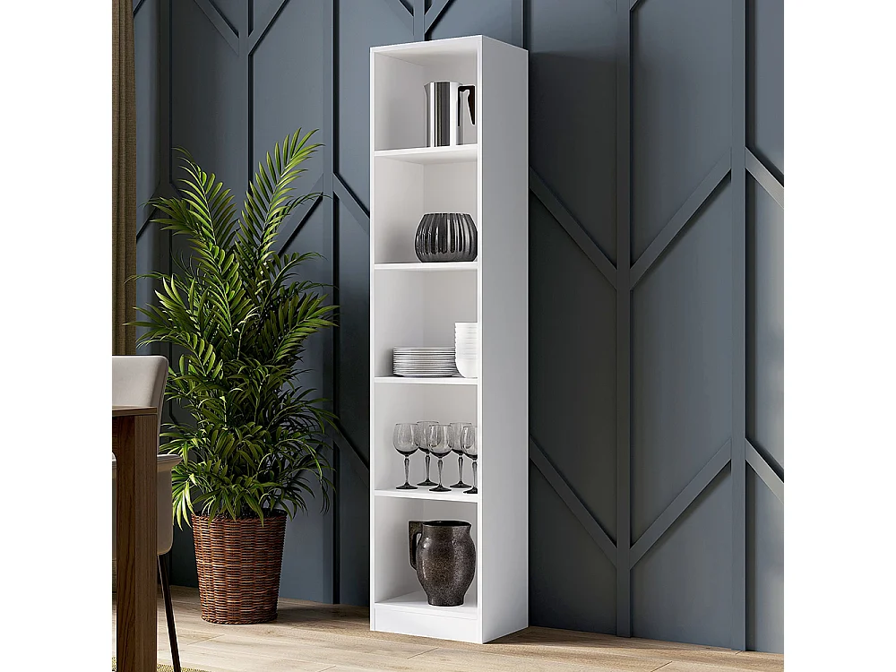 Libreria moderna 182x40x30 cm con 4 ripiani bianca LBT1