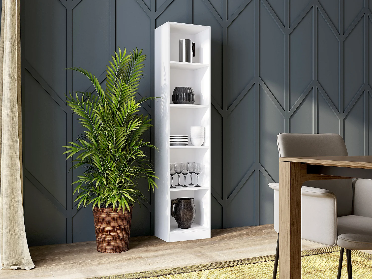 Libreria moderna 182x40x30 cm con 4 ripiani bianca LBT1