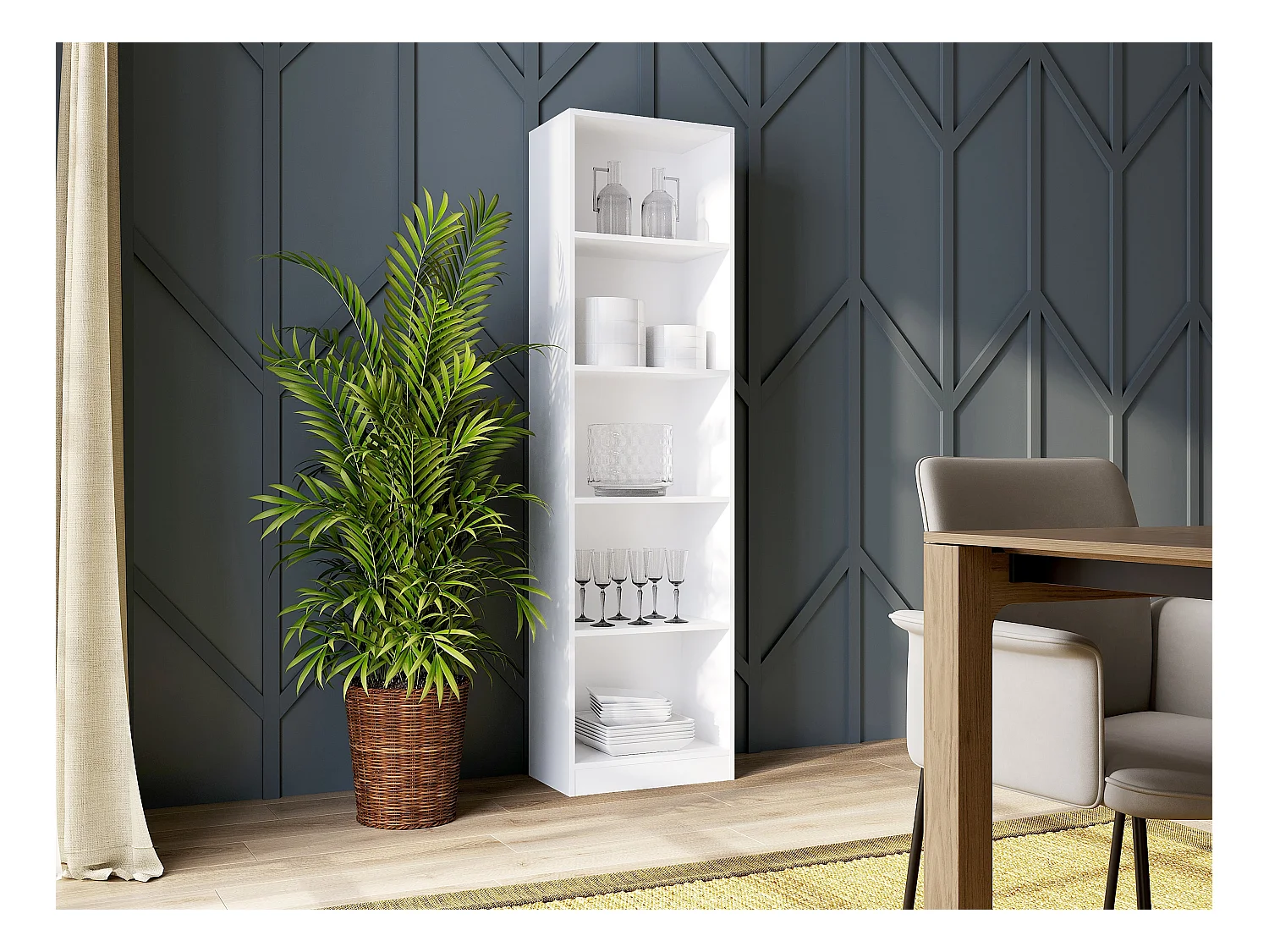 Libreria moderna 50x182x30 cm con 4 ripiani bianca LBT4