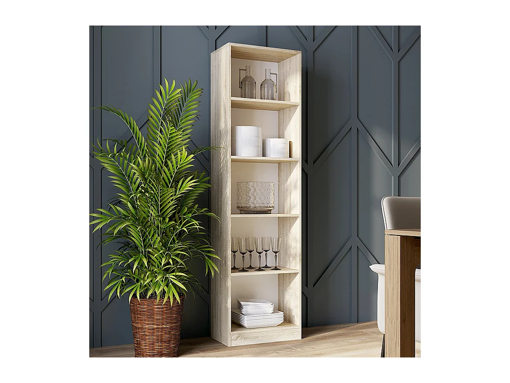 Libreria moderna 50x182x30 cm con 4 ripiani rovere chiaro LBT4