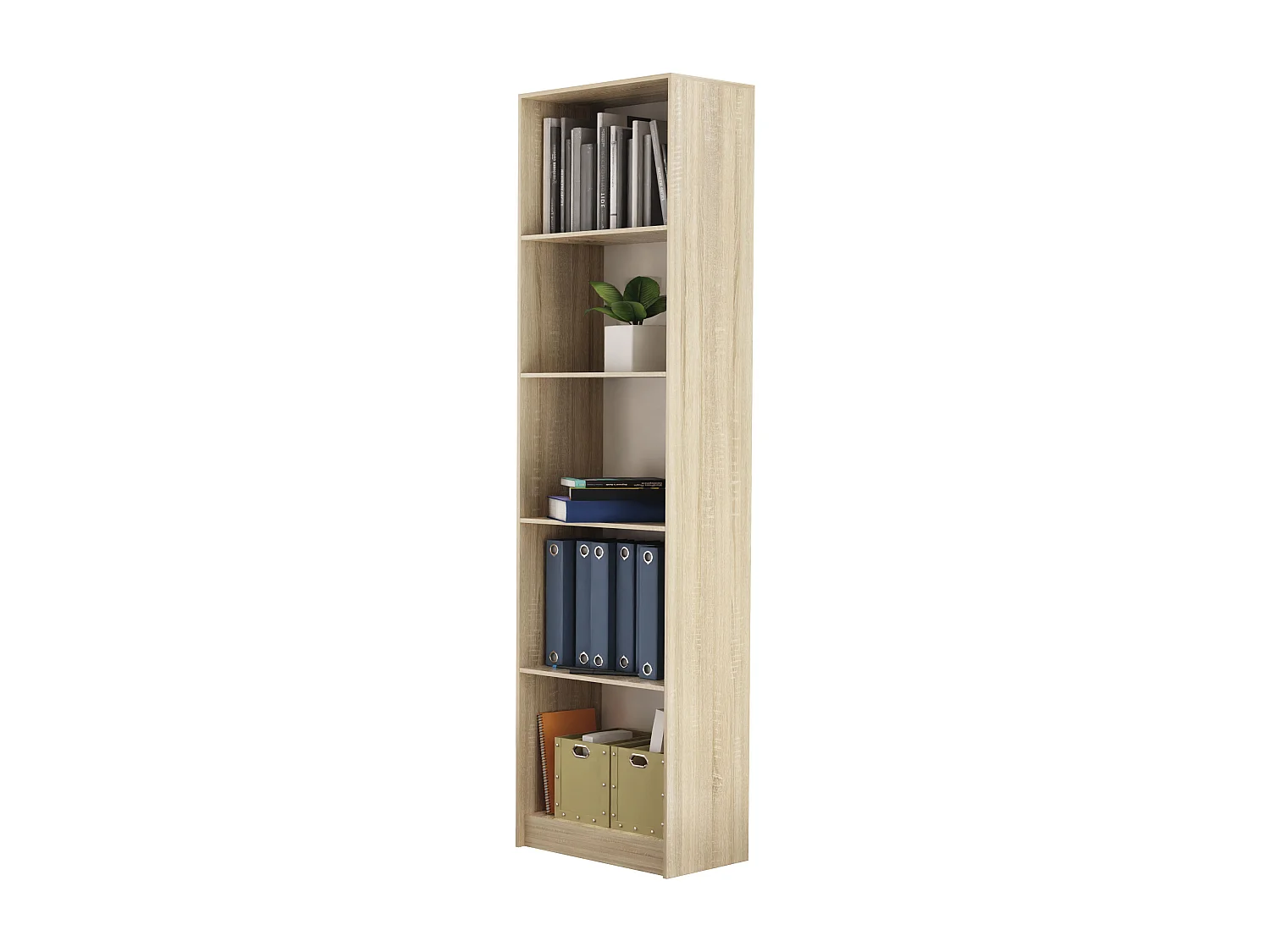 Libreria moderna 50x182x30 cm con 4 ripiani rovere chiaro LBT4